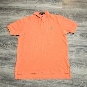 Polo by Ralph Lauren Men's Polo Shirt Coral Green Logo Short Sleeve Large 0342